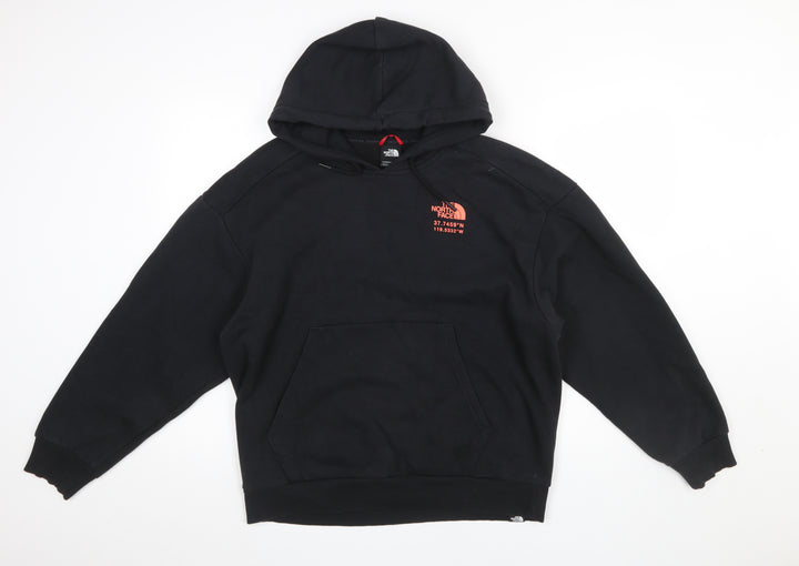 The North Face Womens Black L Pullover Hoodie Graphic Print Cotton Blend