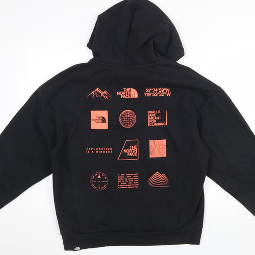 The North Face Womens Black L Pullover Hoodie Graphic Print Cotton Blend