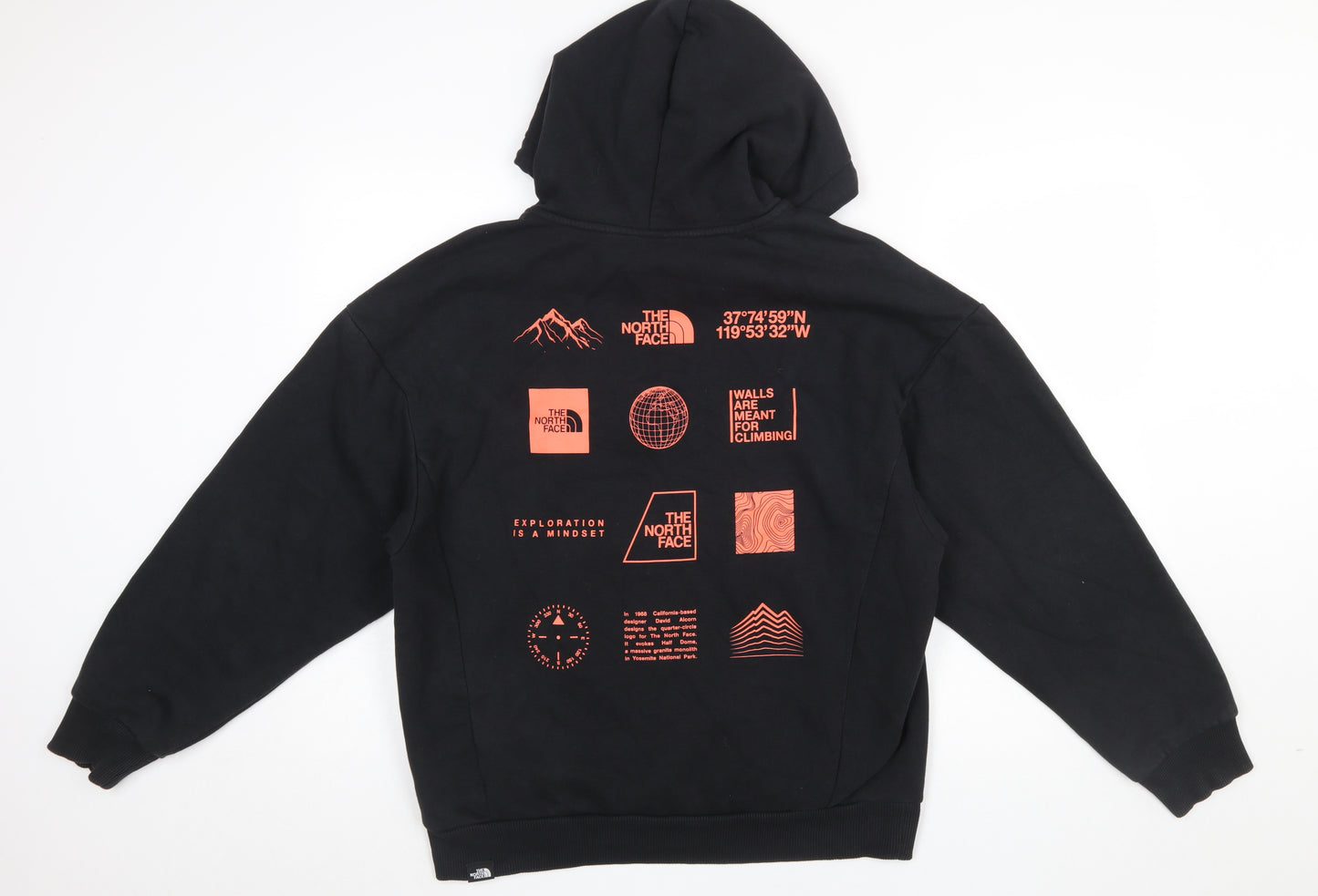 The North Face Womens Black L Pullover Hoodie Graphic Print Cotton Blend