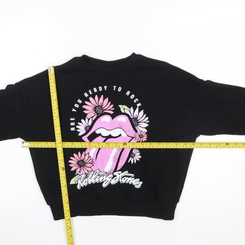 The Rolling Stones Girls Black Pullover Sweatshirt 10-11 Years Graphic Rock Band