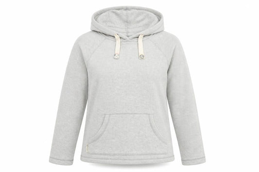 Front view of One Earth Women Grey Hooded Pullover Sweatshirt, size 8