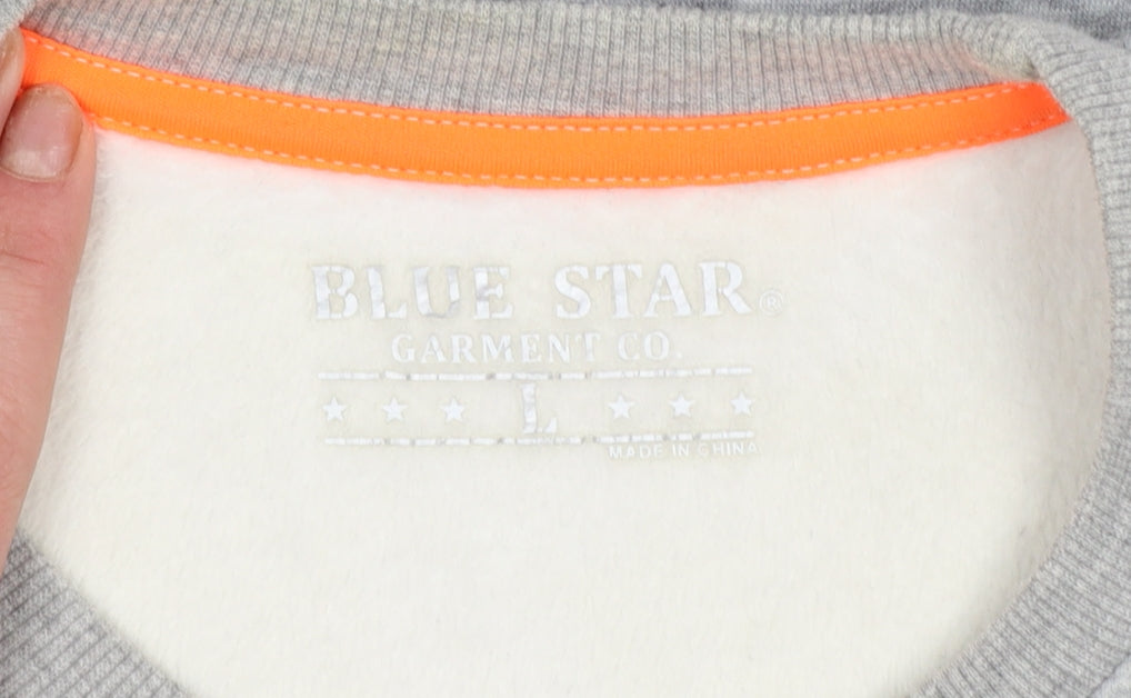 Blue Star Men's Grey Crew Neck Pullover Sweatshirt Size L