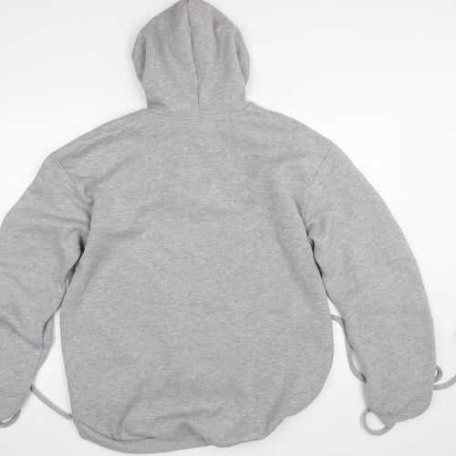 Misspap Women Grey Size 8 Pullover Hoodie with Ruched Sleeves