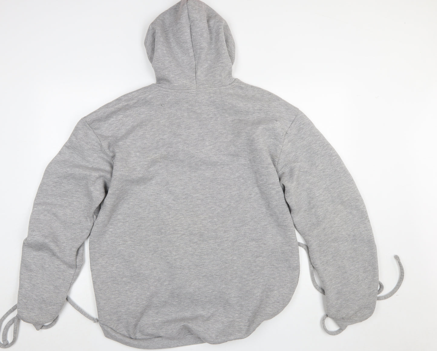 Misspap Women Grey Size 8 Pullover Hoodie with Ruched Sleeves