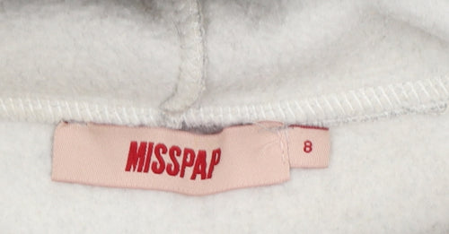 Misspap Women Grey Size 8 Pullover Hoodie with Ruched Sleeves