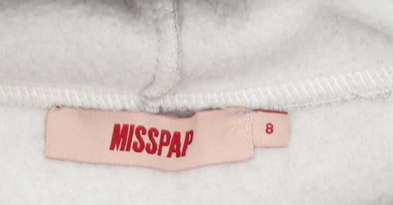 Misspap Women Grey Size 8 Pullover Hoodie with Ruched Sleeves