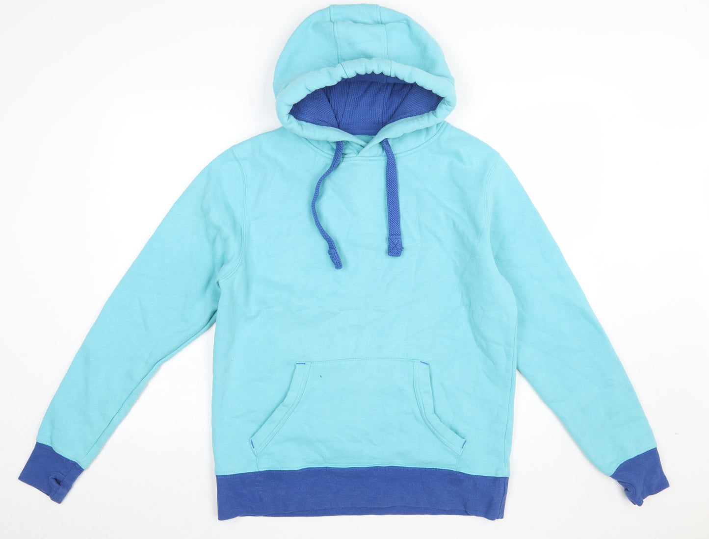 Stonewashed Mens Blue Pullover Hoodie M Regular Cotton Blend