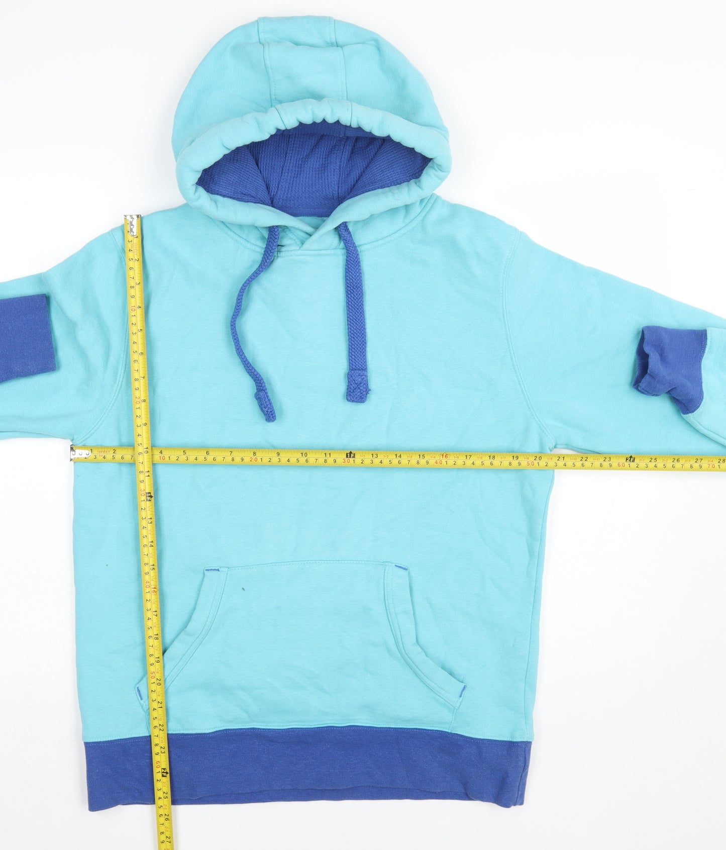 Stonewashed Mens Blue Pullover Hoodie M Regular Cotton Blend