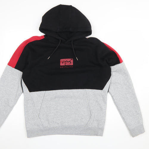 883 Police Men's Black Grey Red Pullover Hoodie Size M Colour Block