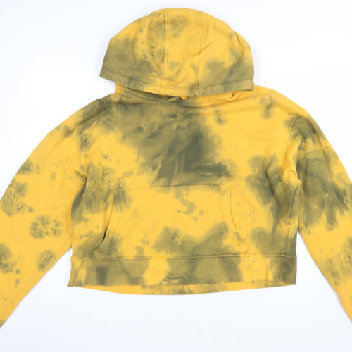 ZARA Women Yellow Tie Dye Pullover Hoodie XL Cotton Blend