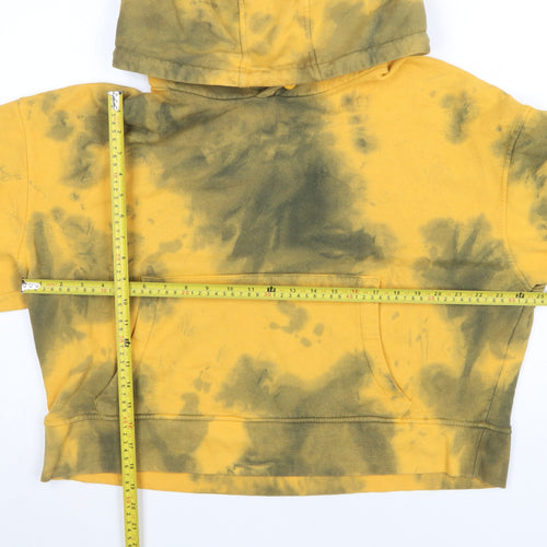ZARA Women Yellow Tie Dye Pullover Hoodie XL Cotton Blend