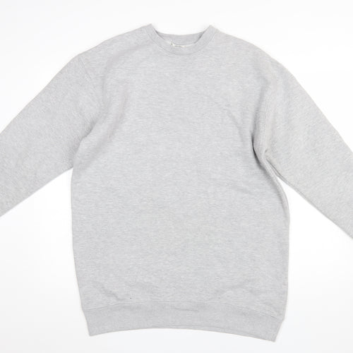 Pull&Bear Men's Grey Pullover Sweatshirt Size M Crew Neck Fleece Lined