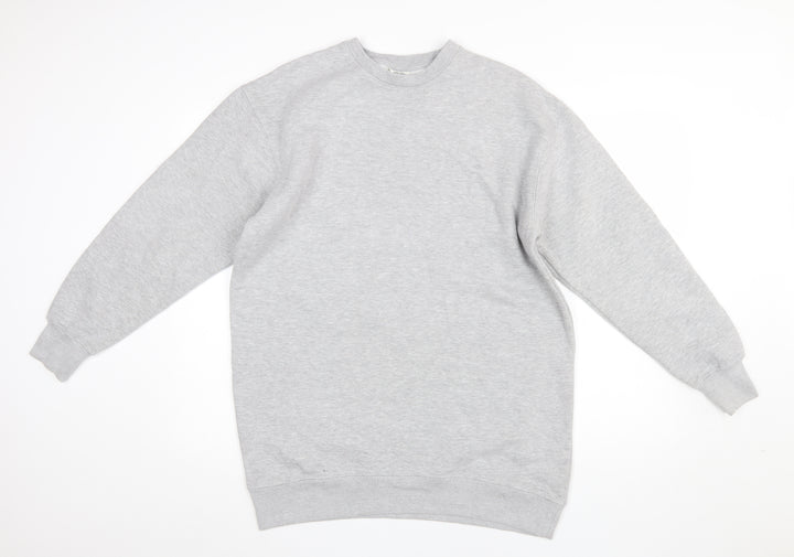 Pull&Bear Men's Grey Pullover Sweatshirt Size M Crew Neck Fleece Lined