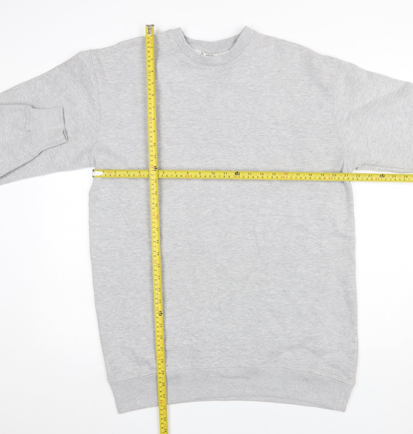 Pull&Bear Men's Grey Pullover Sweatshirt Size M Crew Neck Fleece Lined