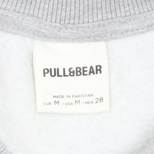 Pull&Bear Men's Grey Pullover Sweatshirt Size M Crew Neck Fleece Lined