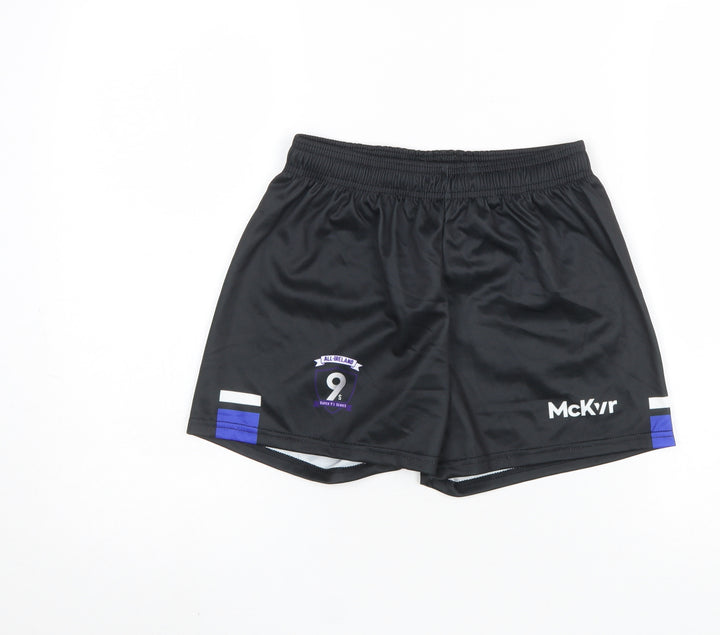 McKvr Boys Black Athletic Sports Shorts 28in Regular Fit Polyester