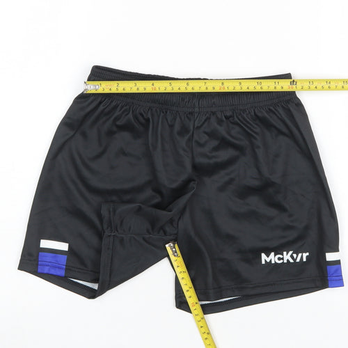 McKvr Boys Black Athletic Sports Shorts 28in Regular Fit Polyester