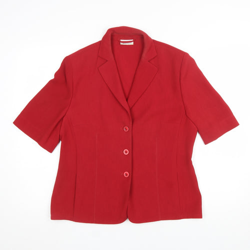 Basler Women's Red Classic Short Sleeve Suit Jacket UK 14