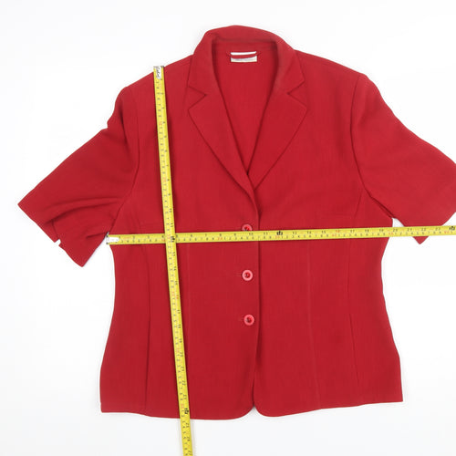 Basler Women's Red Classic Short Sleeve Suit Jacket UK 14
