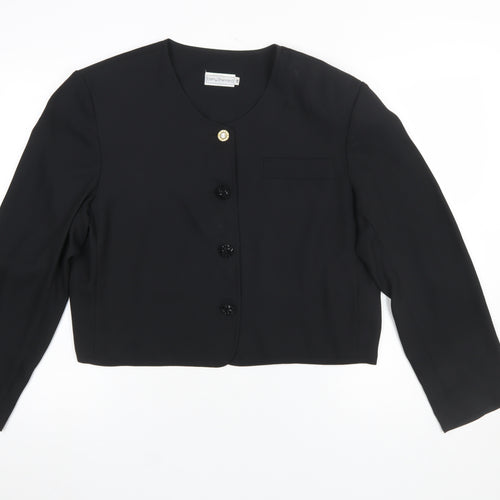 Barry Sherrard Women's Black Cropped Suit Jacket Size 16 Polyester