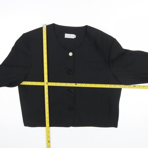 Barry Sherrard Women's Black Cropped Suit Jacket Size 16 Polyester
