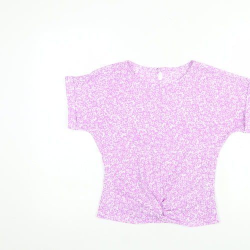 Dunnes Stores Women's Purple Floral Jersey Stretch T-Shirt Size S