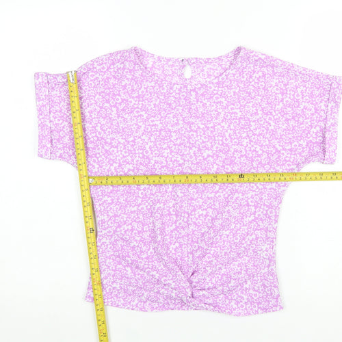 Dunnes Stores Women's Purple Floral Jersey Stretch T-Shirt Size S
