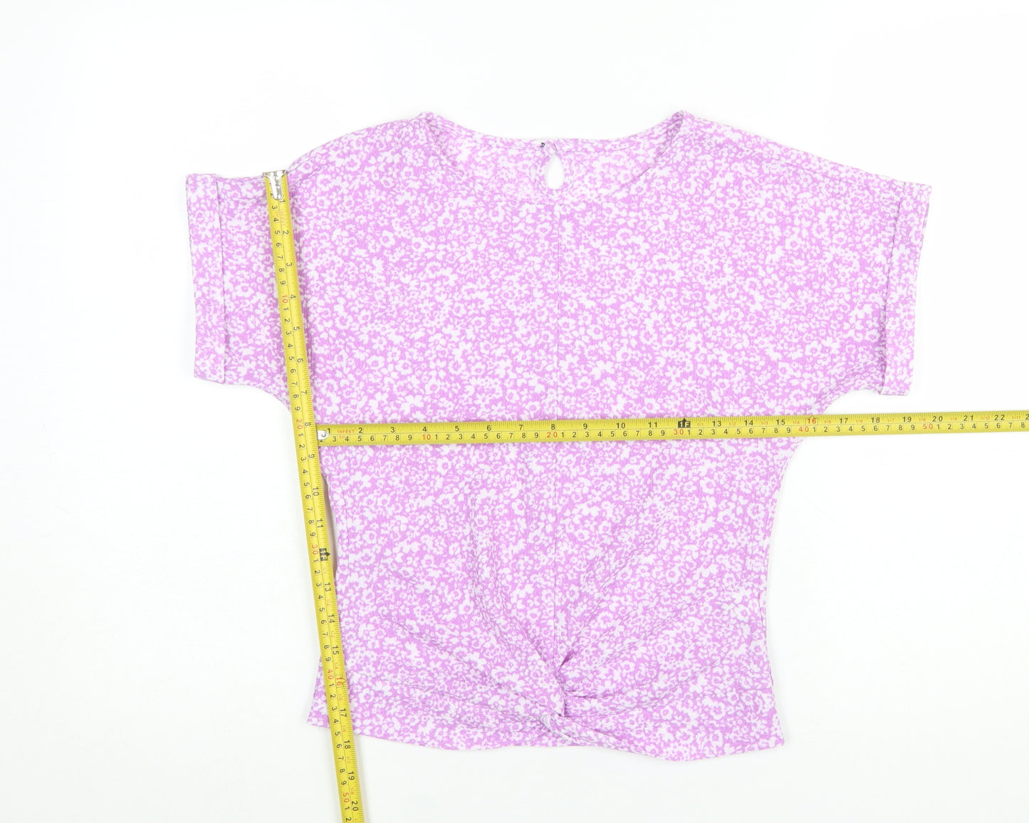 Dunnes Stores Women's Purple Floral Jersey Stretch T-Shirt Size S