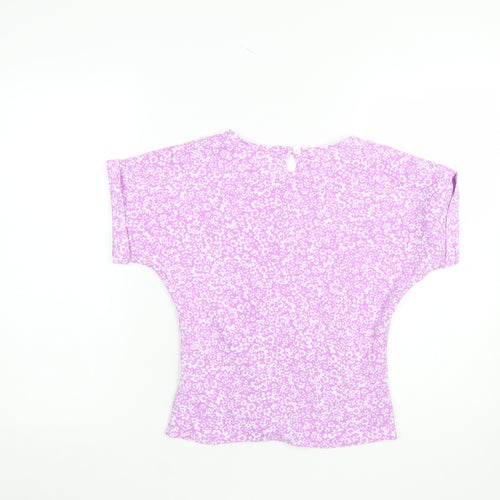 Dunnes Stores Women's Purple Floral Jersey Stretch T-Shirt Size S