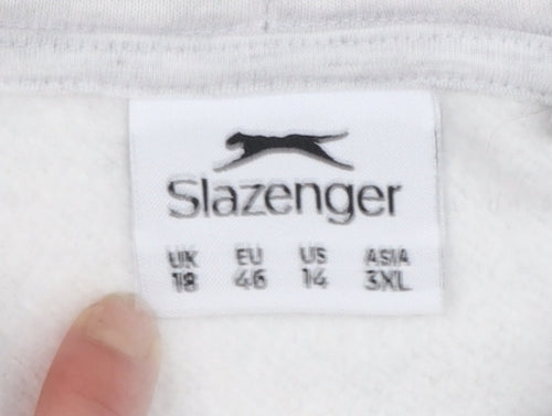 Slazenger Womens Grey Hoodie UK 18 Relaxed Fit Pullover Sweatshirt