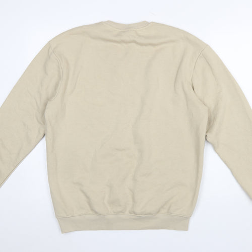 H&M Essentials Men's Beige Graphic Pullover Sweatshirt Size S Relaxed Fit