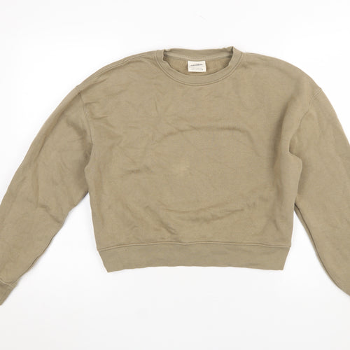 Pull & Bear Women’s Beige Cotton Crew Neck Pullover Sweatshirt Size S