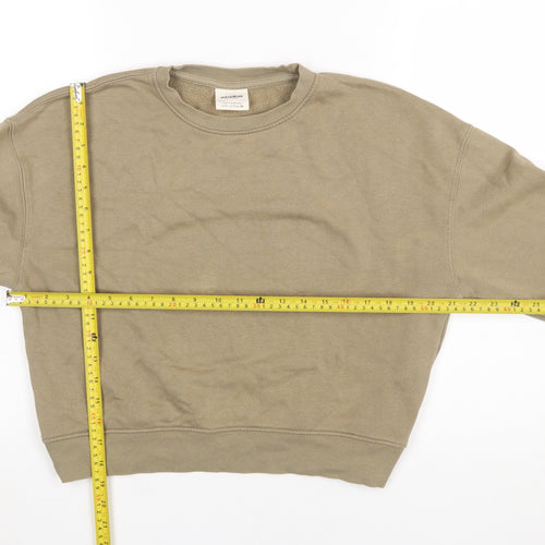 Pull & Bear Women’s Beige Cotton Crew Neck Pullover Sweatshirt Size S
