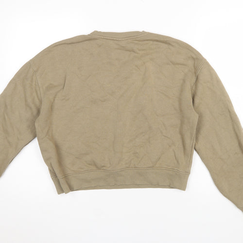 Pull & Bear Women’s Beige Cotton Crew Neck Pullover Sweatshirt Size S
