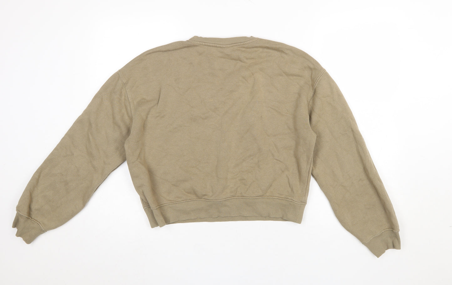 Pull & Bear Women’s Beige Cotton Crew Neck Pullover Sweatshirt Size S