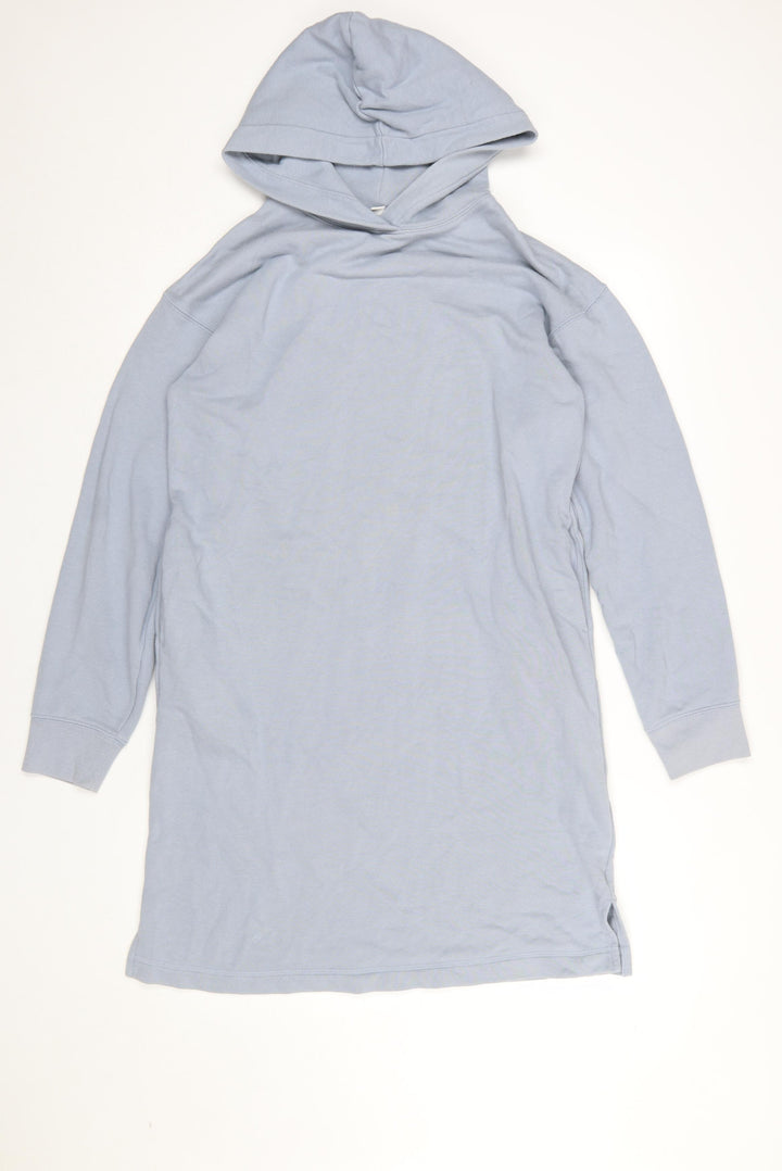Uniqlo Women Blue Hooded Long Sleeve T-Shirt Dress Size S
