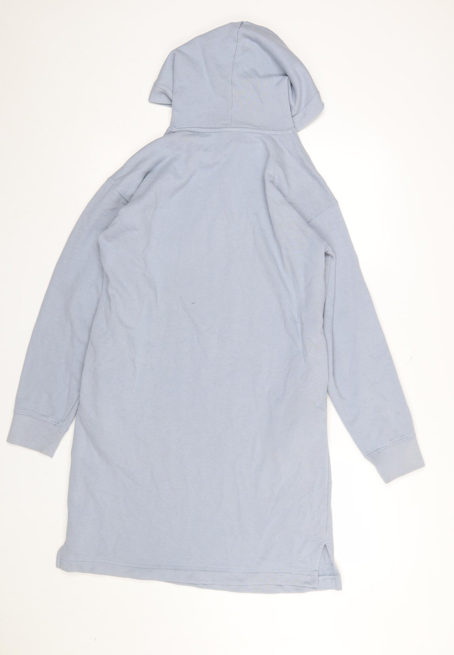 Uniqlo Women Blue Hooded Long Sleeve T-Shirt Dress Size S