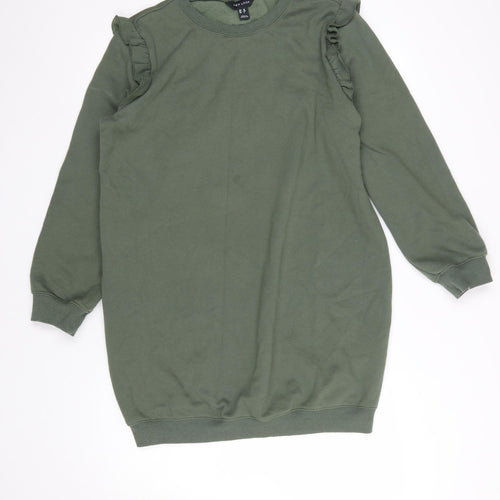 New Look Women's Green Ruffle Pullover Sweatshirt UK 12