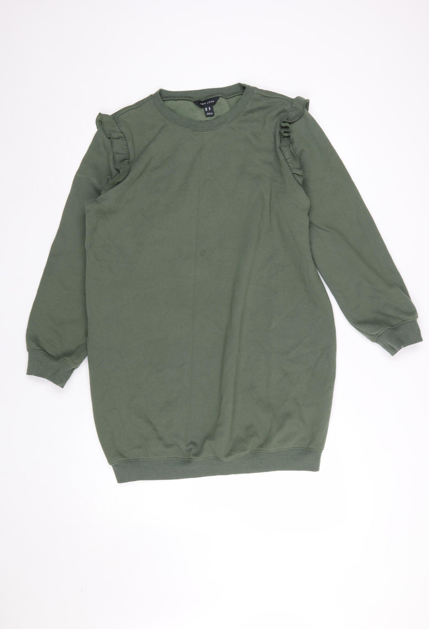 New Look Women's Green Ruffle Pullover Sweatshirt UK 12