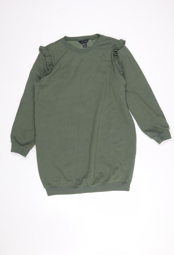New Look Women's Green Ruffle Pullover Sweatshirt UK 12