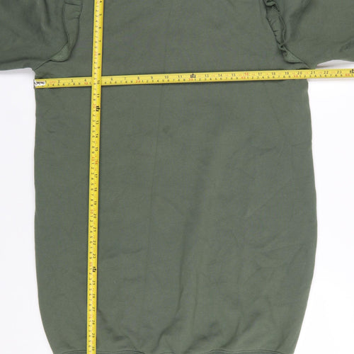 New Look Women's Green Ruffle Pullover Sweatshirt UK 12