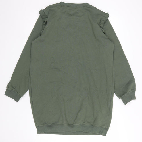 New Look Women's Green Ruffle Pullover Sweatshirt UK 12