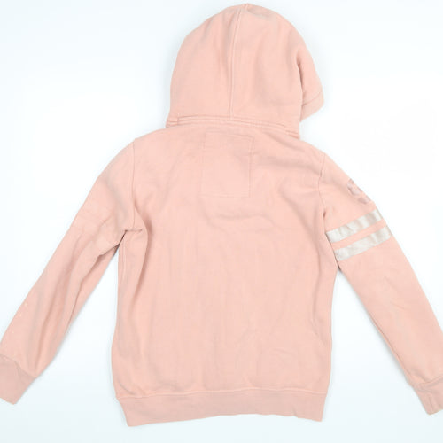 Superdry Women's Pink Pullover Hoodie UK 10 Track & Field Athletics Logo