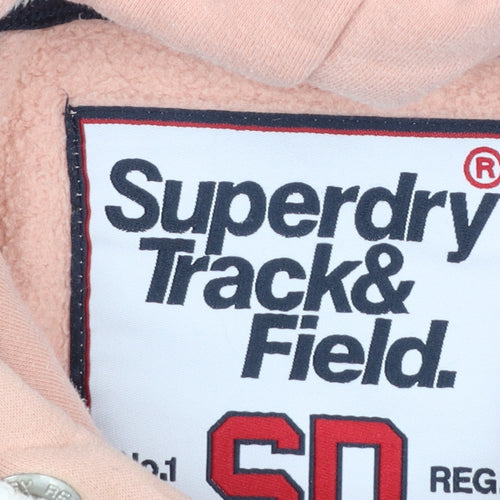 Superdry Women's Pink Pullover Hoodie UK 10 Track & Field Athletics Logo