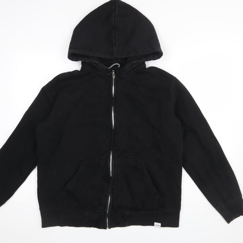 Pull & Bear Womens Black Full Zip Hoodie Size L Cotton Blend