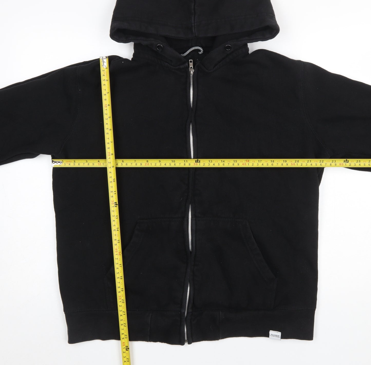 Pull & Bear Womens Black Full Zip Hoodie Size L Cotton Blend