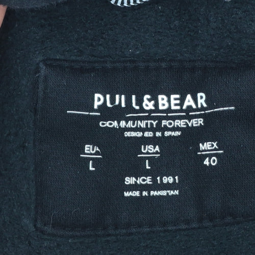Pull & Bear Womens Black Full Zip Hoodie Size L Cotton Blend