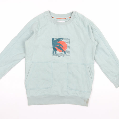 FatFace Boys Green Pullover Sweatshirt 10-11 Years Graphic Print