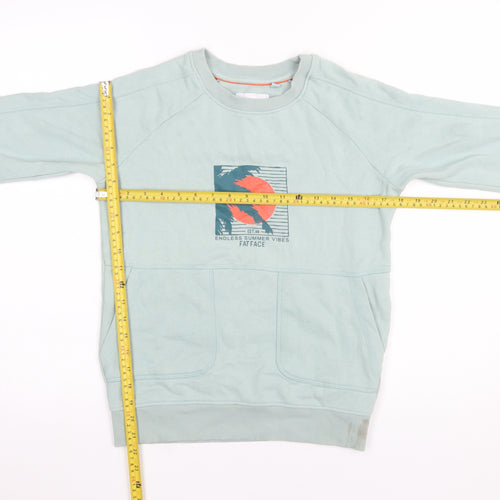 FatFace Boys Green Pullover Sweatshirt 10-11 Years Graphic Print