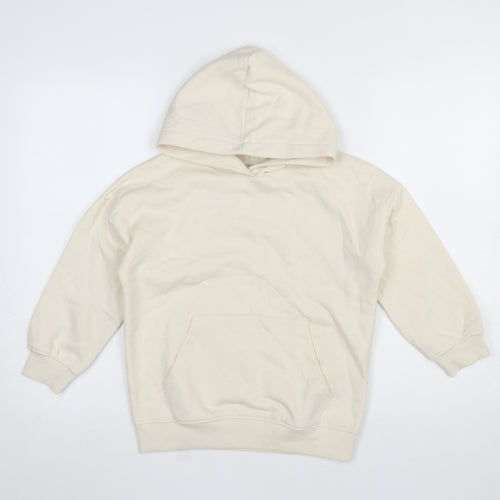 Marks and Spencer Girls Ivory Pullover Hoodie 8-9 Years Cotton Blend